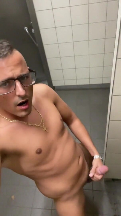 Spectacular moment from "German twink masturbates naked on the toilet at the highway rest stop"