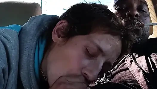 Dirty street whore is drinking my cum for breakfast. MILF