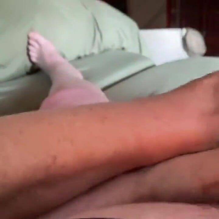 Stepaunt Ann Plays with Her Tits While Giving a Great Footjob Part 2