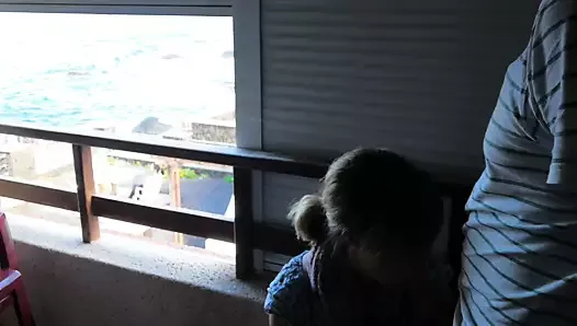 Balcony blowjob really close to other people