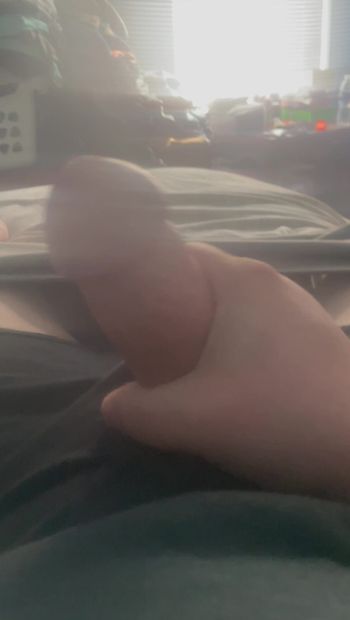 Amateur thick cock stroked to huge cumload