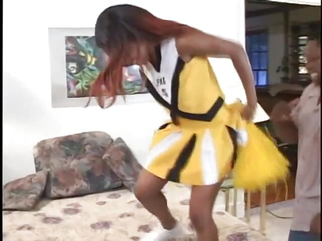 Black stud fucks hot cheerleader's neat shaved cunt