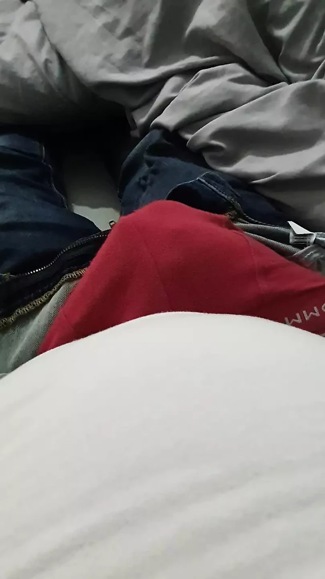 Step mom zipped step son jeans and pulled out his dick and handjob