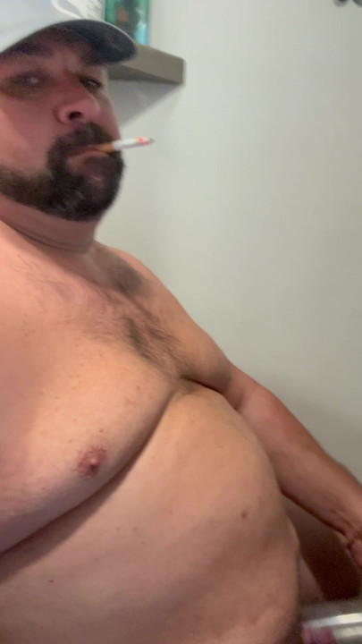 Fat Daddy Smoking and Stroking