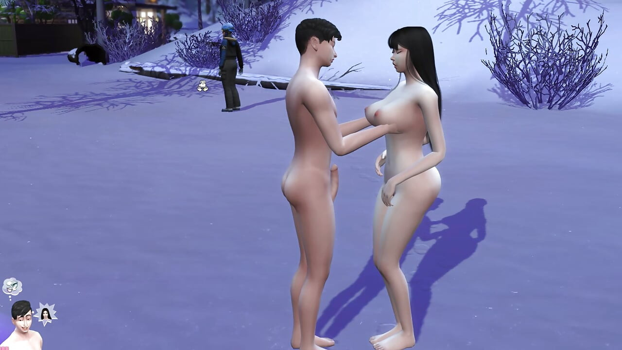 Public Sex on winter season snowing