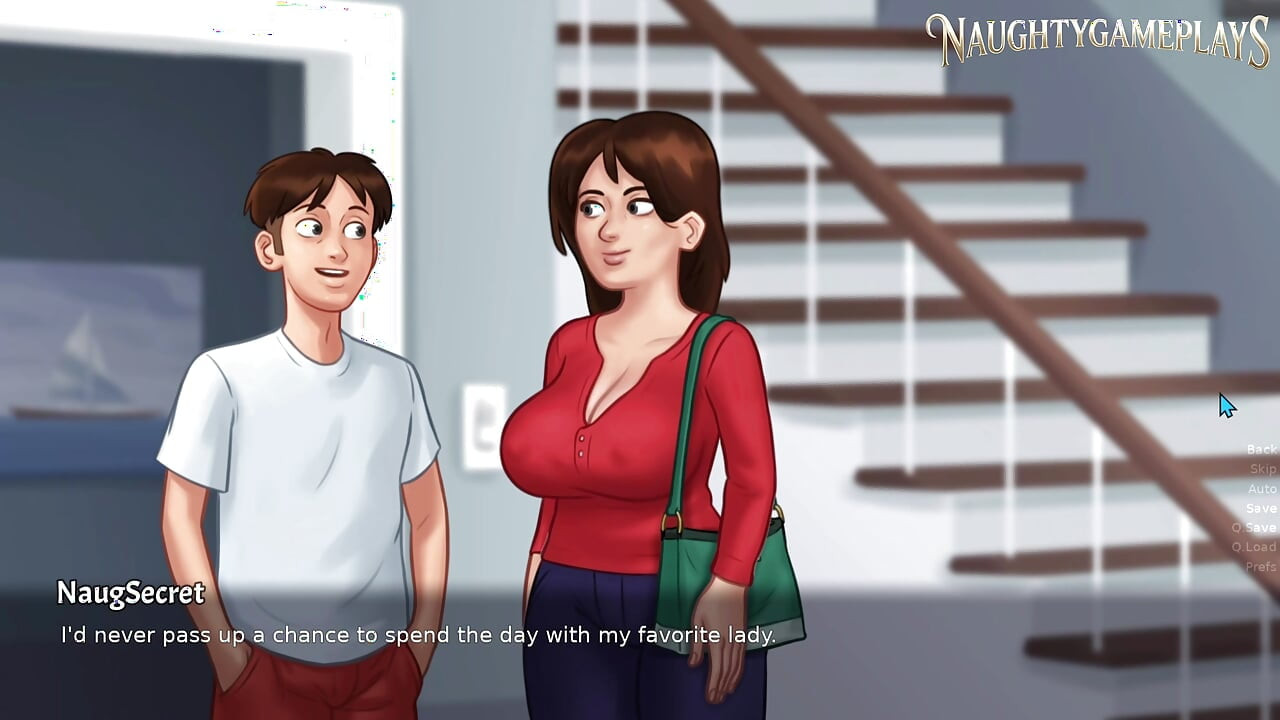 Summertime Saga Part 50 By DarkCookie, Horny busty milf strokes and rubs big cock, 3D Game