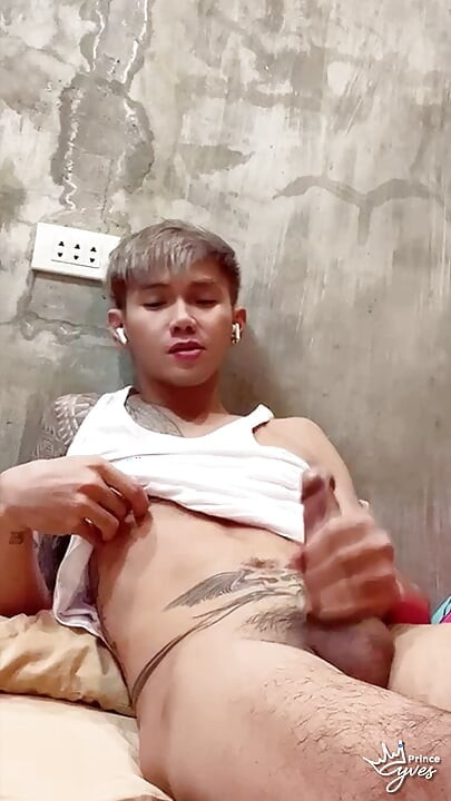 Inked Boy Nipple Tease, Jerking Off, and Cumming