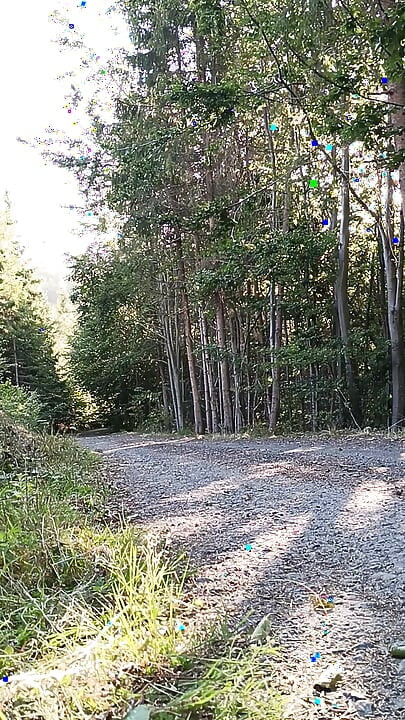 Penunggang skuter melancap di luar