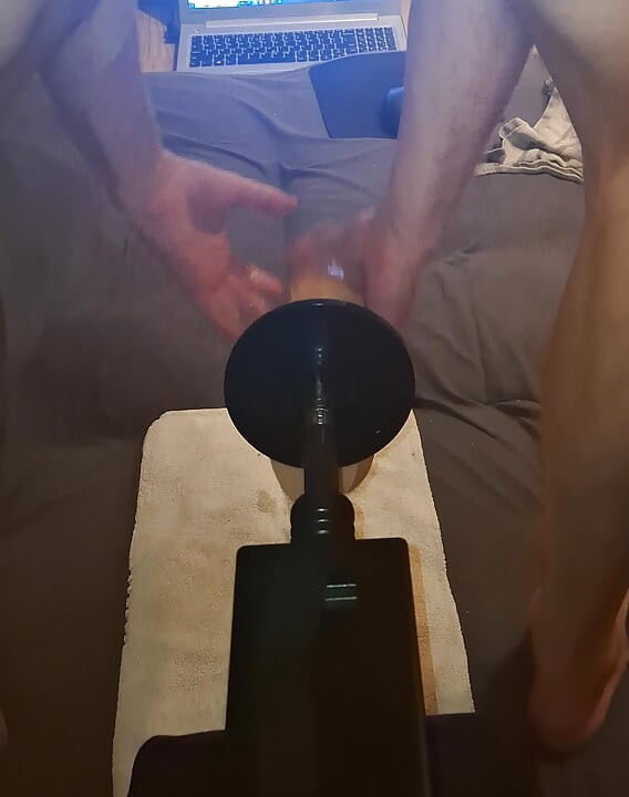 Hot twink doggy hard fuck by sexmachine with enormous dildo