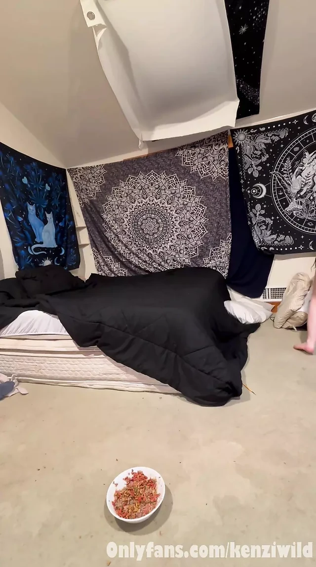 Watch me Kenziwild a goth tattooed whore showcasing my undies as I make the bed