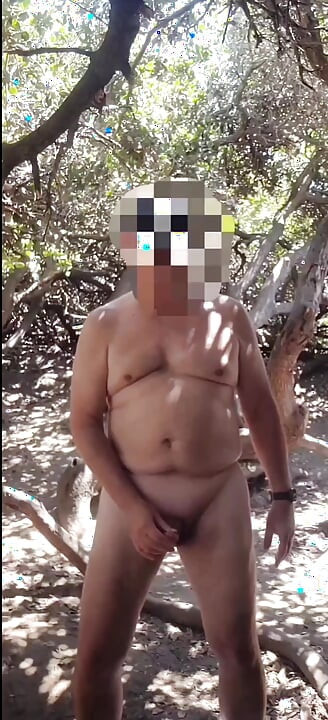 Stroking and swallowing cum in a secluded outdoor spot
