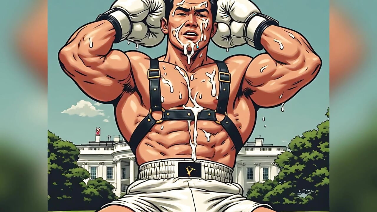 Asian Cum Covered Muscle Men Art