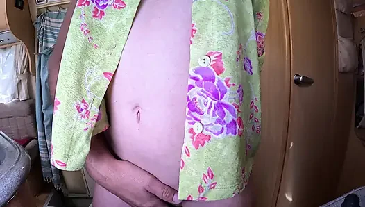 Horny wife washing dishes gets fucked hard from behind by her husband who cums inside her