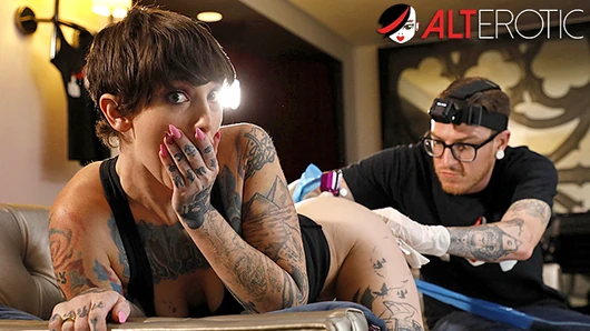 Sully has her pussy tattooed while being ass fucked