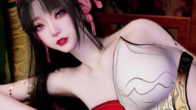 3D cute cosplay slut have her first time threesome sex