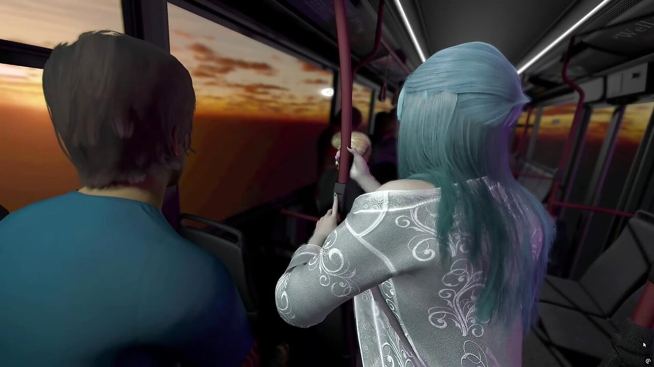 3D huge boobs slut Asian whore teasing the big dick to fuck her wet pussy on the bus