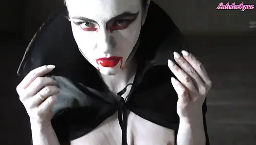 Vampire girl passionate sucks big cock to cum in mouth