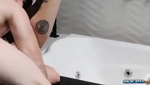 Busty amateur milf fucks with gifted young man