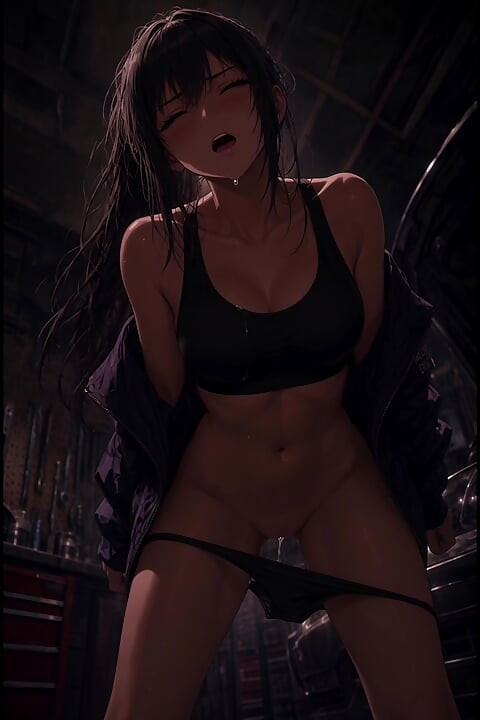 Ateşli anime tamircisi arabada çalışıyor ve bu süreçte azıyor