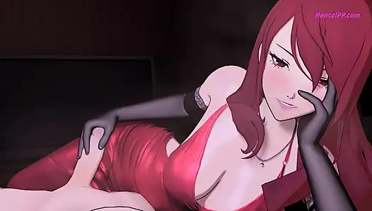 Hotel cinta melihat segalanya - mitsuru berlutut, di punggungnya, penuh.