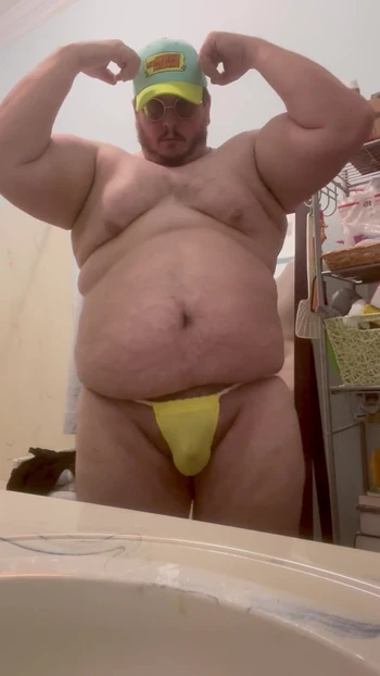 Epic moment from "Big Ole Big Belly Burly Chub Flexes & Busts Out a Fat Boy Load"