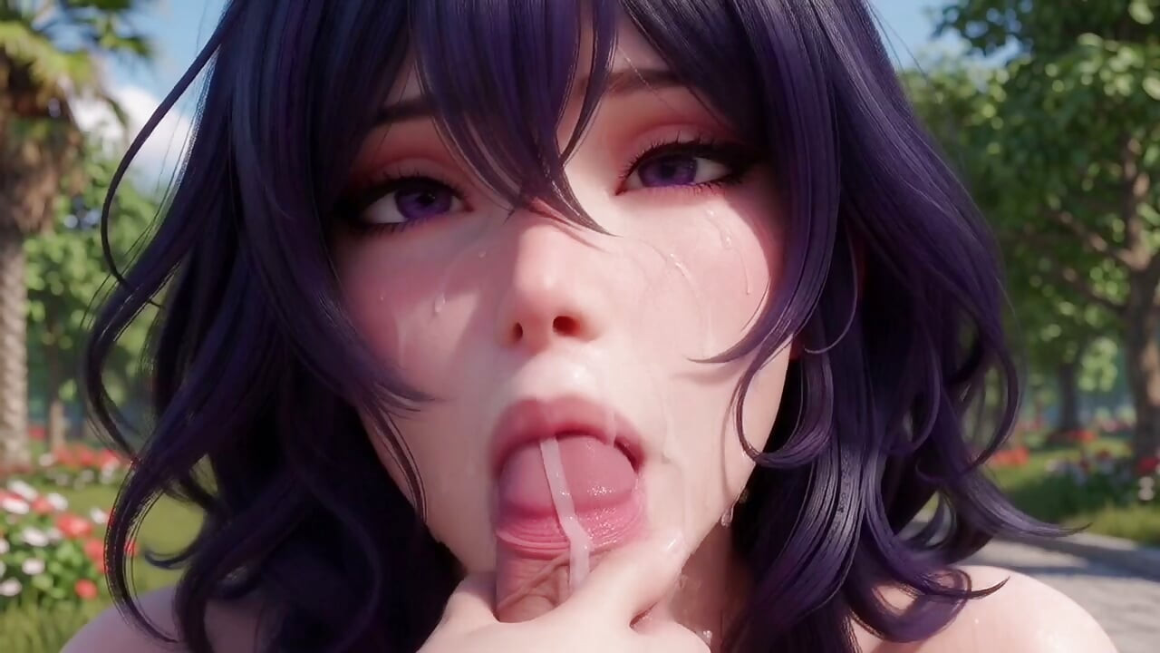 3d Anime workfreak, 5 million Views Special, blue haired Anime Girl in Public Parkbench gets fucked and masturbates