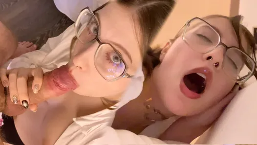 Beauty with glasses sucks dick and gets hot cum in her tight pussy (+18) - YourSofia