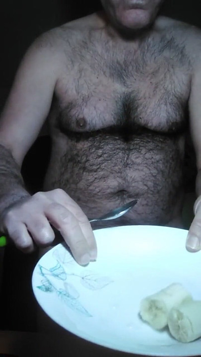 Banana with cum is a good breakfast in the morning. | Clip 1