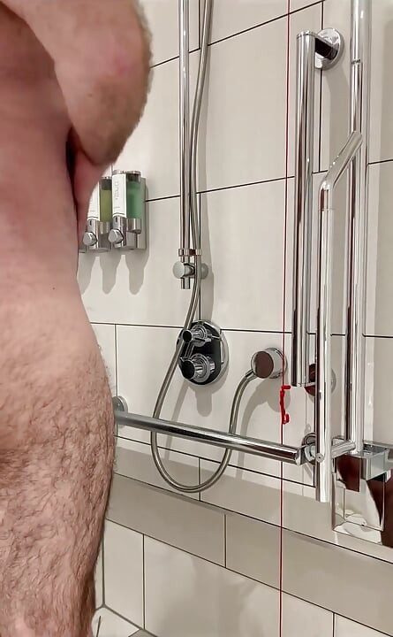 Thick cock and hairy arse shower