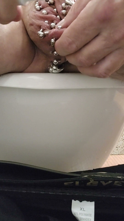 Added more 6 gauge piercings to my scrotum,  slid my finger down my urethral using my precum | Clip 2