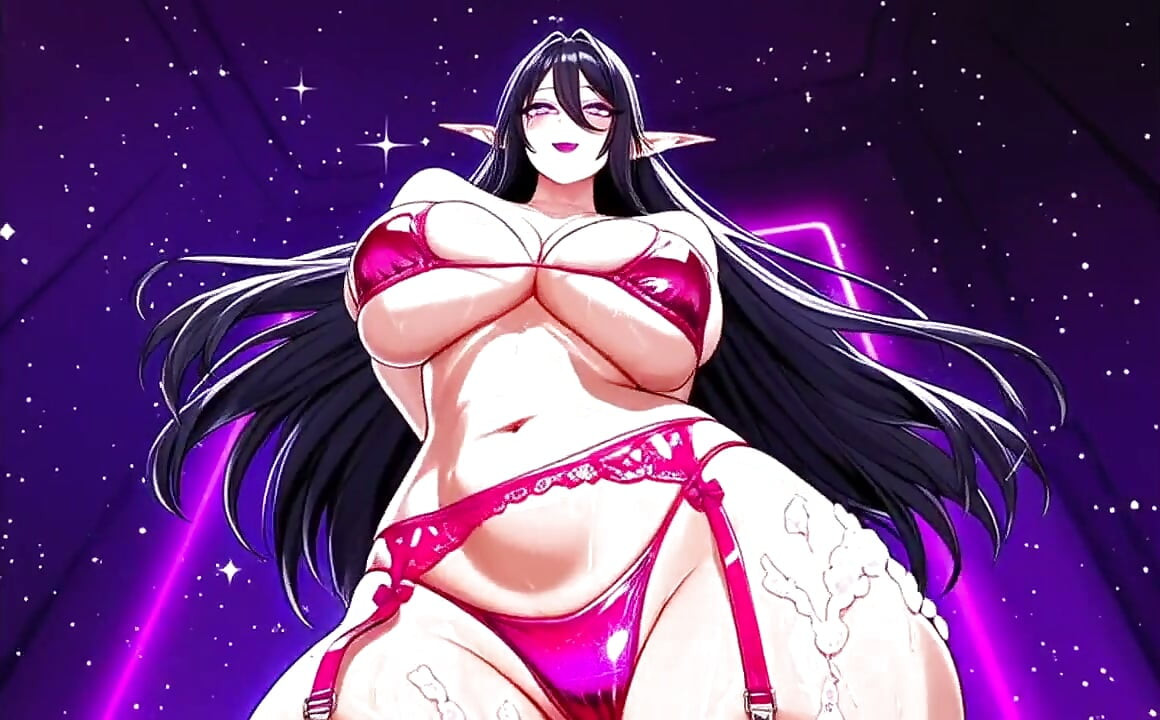 Get ready for a flashy neon party with this stunning anime elf goddess!, Ai animation