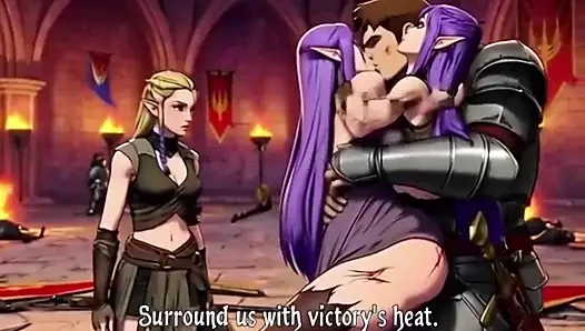 Nach einem epischen fantasy-battle fordern die Sieger ihre beute