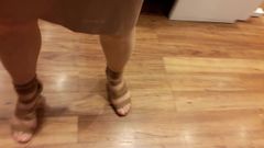 nylon feet in high heels