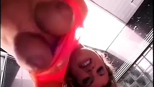 MILF in orange spandex gets rammed hard