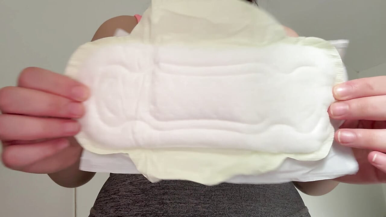 Latina Stepsister Maxi Pads masturbates and plays with her pussy then drips milk from