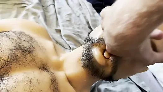 POV Face fucking my male sex doll with my big uncut dutch cock forcing my big dick in his face