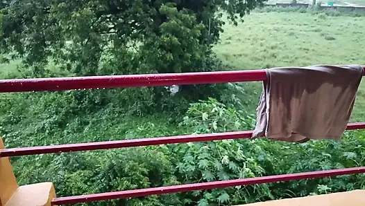 Indian Boy Naked in Rain in Balcony Huge Cock Masturbation