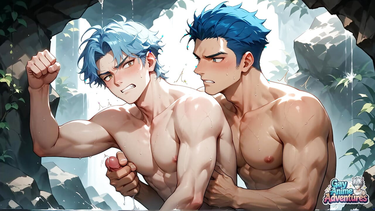 Blue-haired Muscle Orgy in a Snowy Cave! Gay XXX Porn!