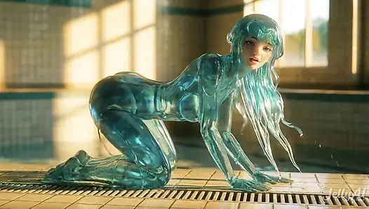 Emerald Jellyfish Girl Grinding & Riding – Dripping Wet Tongue