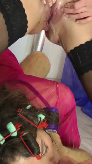 Powerful moment from "Erotic dames get double penetrated hardcore in a close-up"