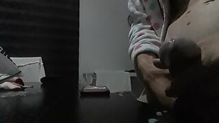 Fat cut cock cums