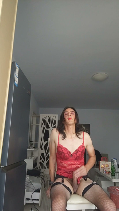 Sissy slut strips, plays with dildo and vibe before Cumming | Clip 3