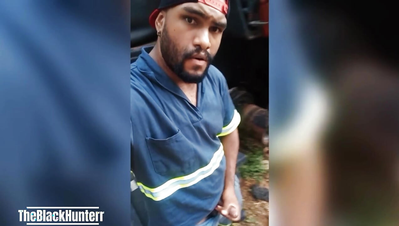 Worker Masturbating at the Construction Site Hidden Behind the Company Truck
