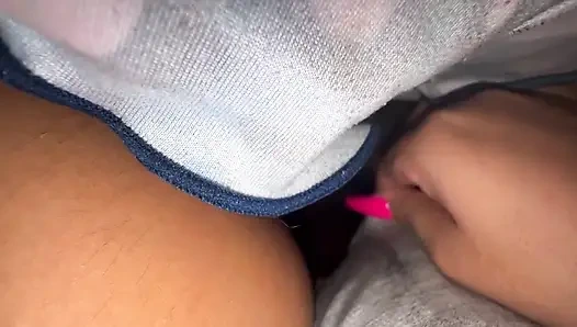 Young girl long nails mastrurbation under the sheet