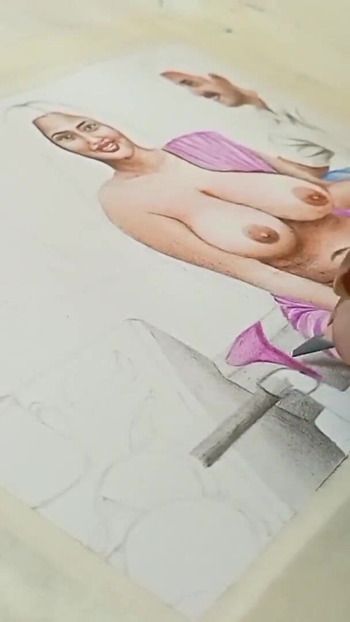 Erotic Art Or Drawing Of A Sexy Desi Indian Village Woman Fucking with Brother In law in An Open Bath | Clip 1