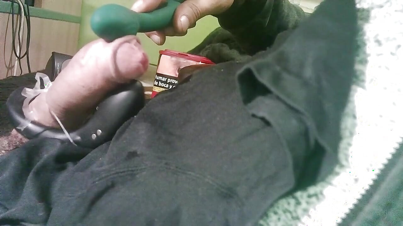 Double Toy Vibrating at the Tip Until Ejaculation