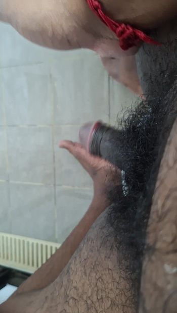 Wanking my indian cock part 2 in my barthroom
