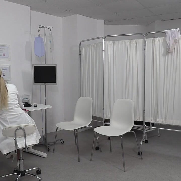 Skinny Brunette Girl Gets Medical Examination by Hot Blonde Doc