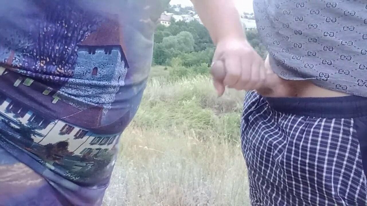 She sucks and jerks off my cock on the street