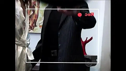 Tattooed Cougar with Small Tits Fucked with Condom and Cumshot on Pussy